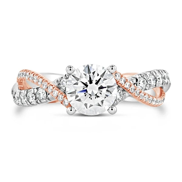 14k White Gold and 14k Rose Gold Natural Diamond Engagement Ring Setting