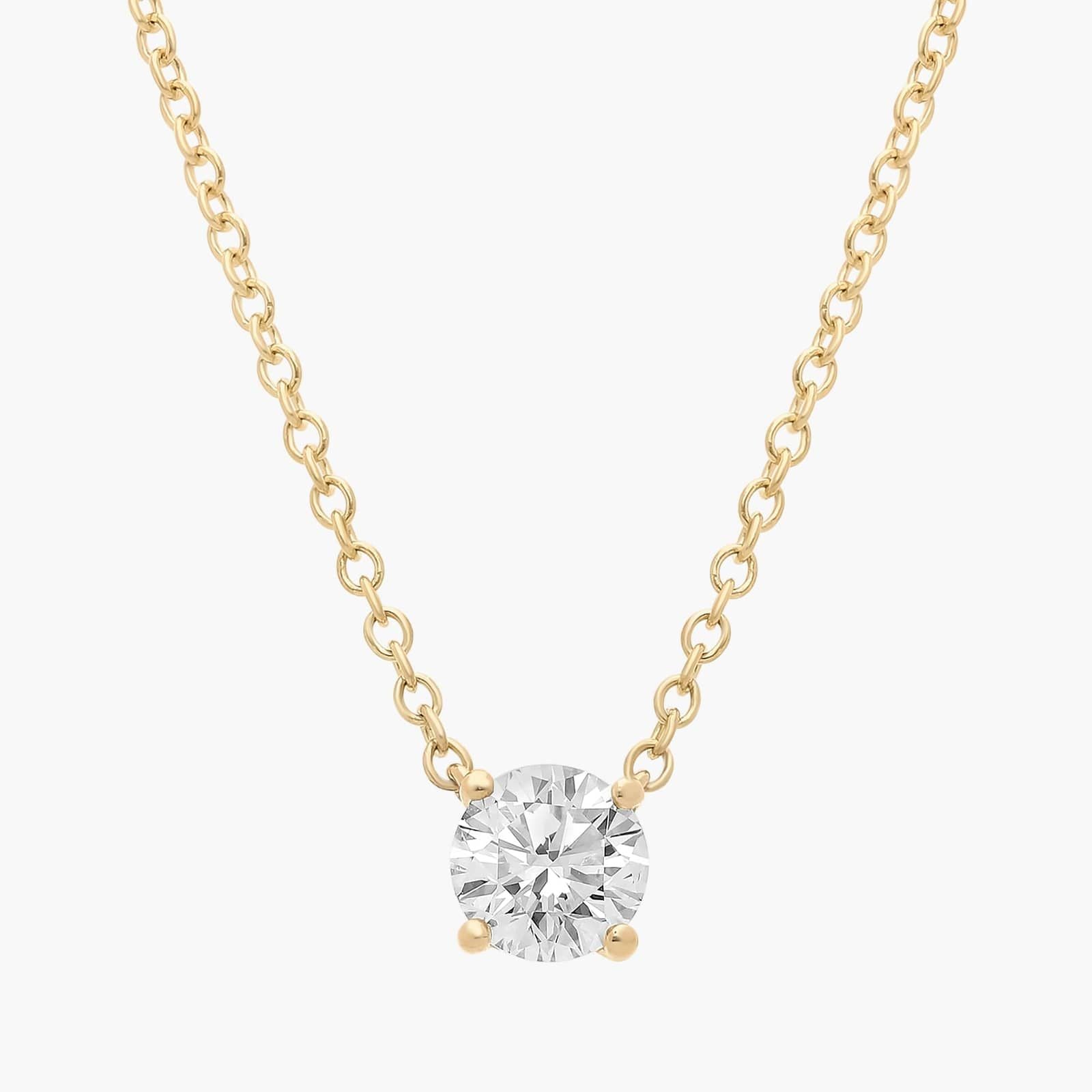 Four Prong Basket Solitaire Lab Grown Diamond Pendant In 14K Yellow Gold