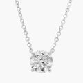 Four Prong Basket Solitaire Lab Grown Diamond Pendant In 14K White Gold